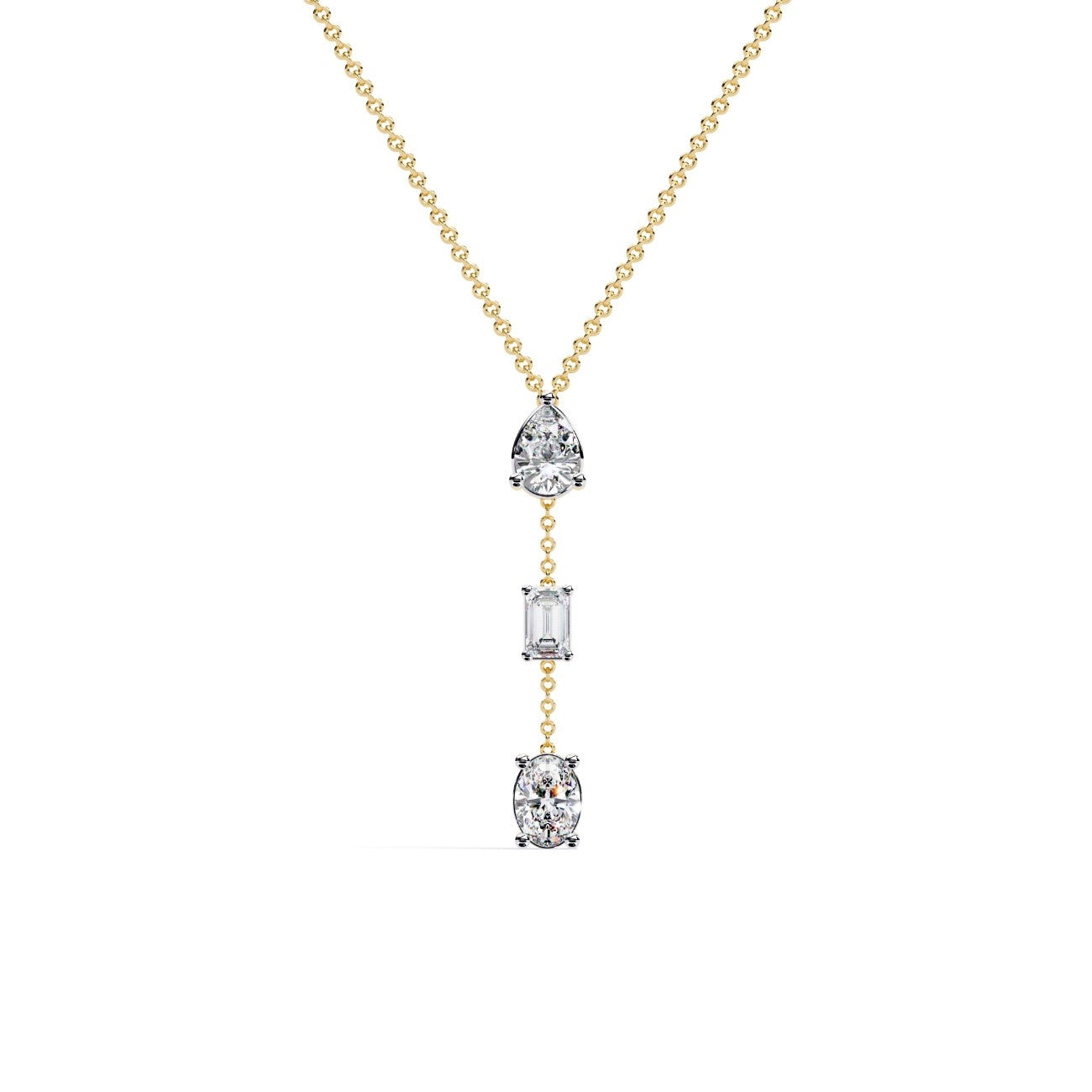 Tri Lab Grown Diamond Drop Necklace & Pendent