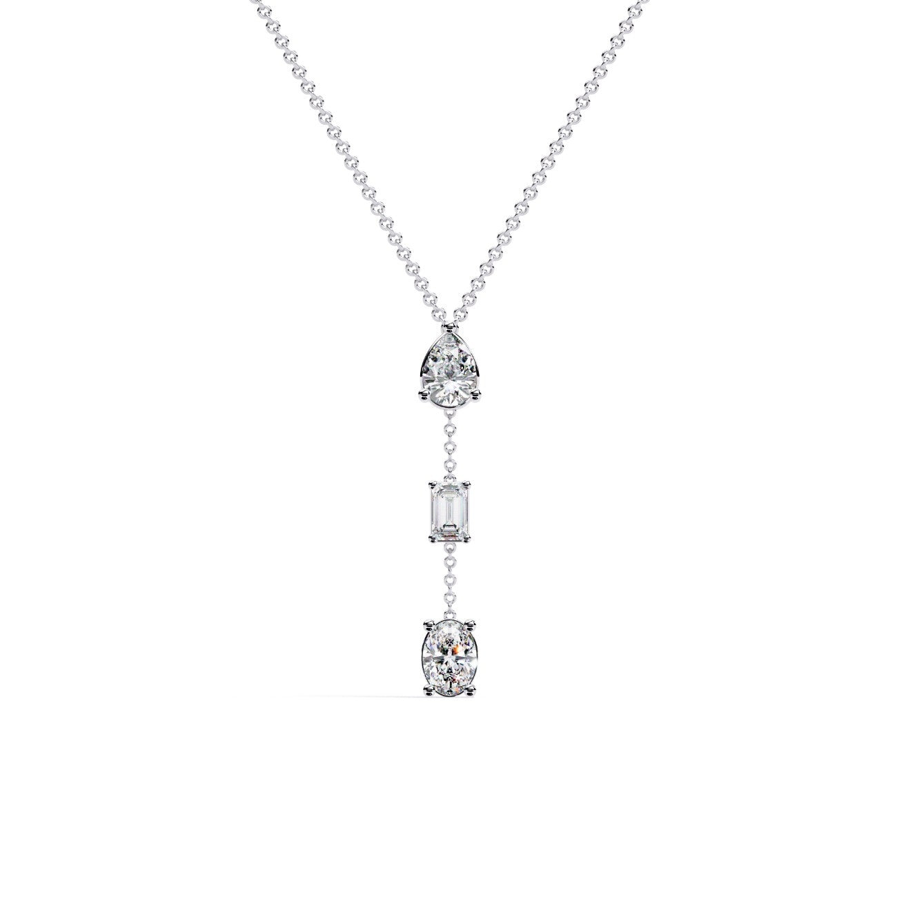 Tri Lab Grown Diamond Drop Necklace & Pendent