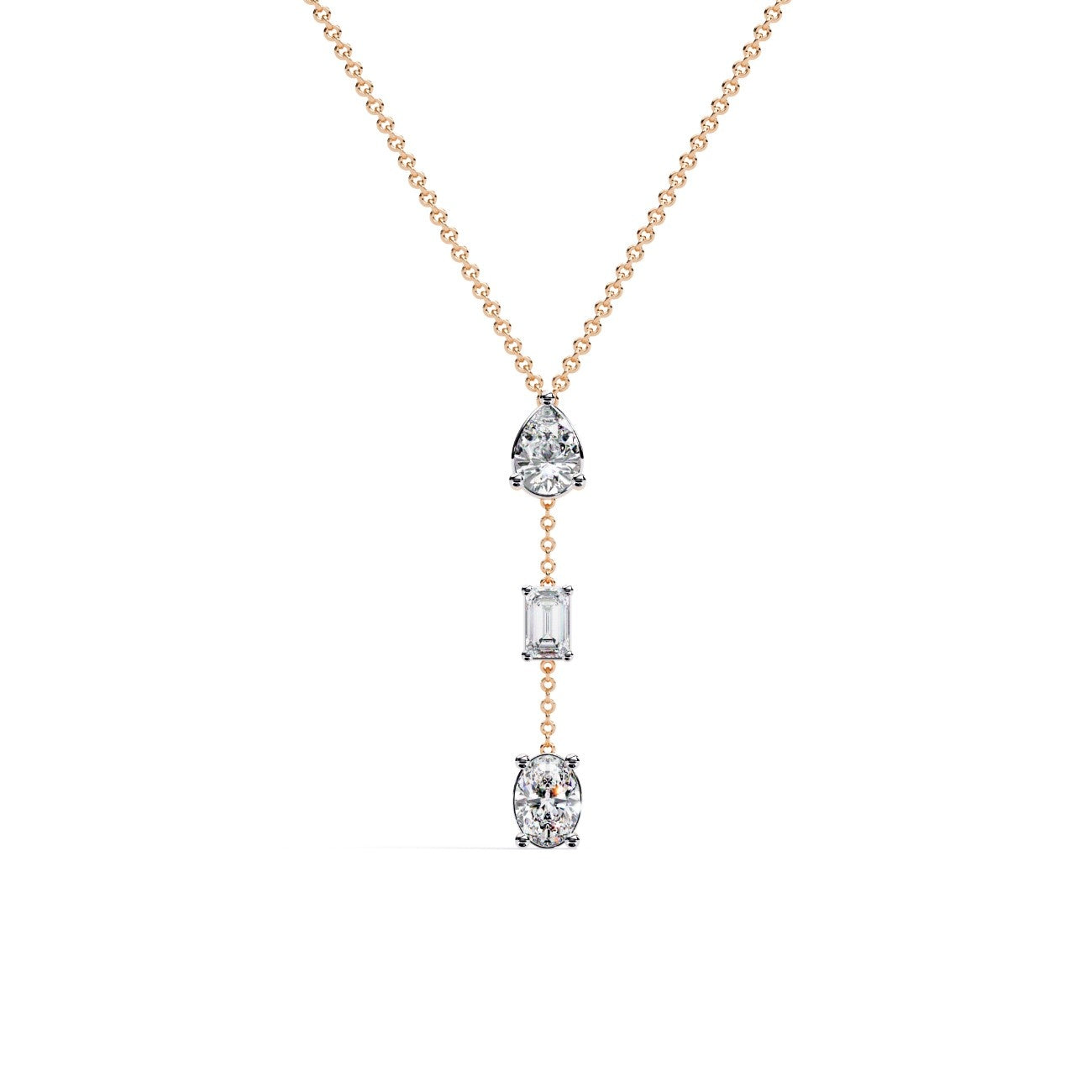 Tri Lab Grown Diamond Drop Necklace & Pendent