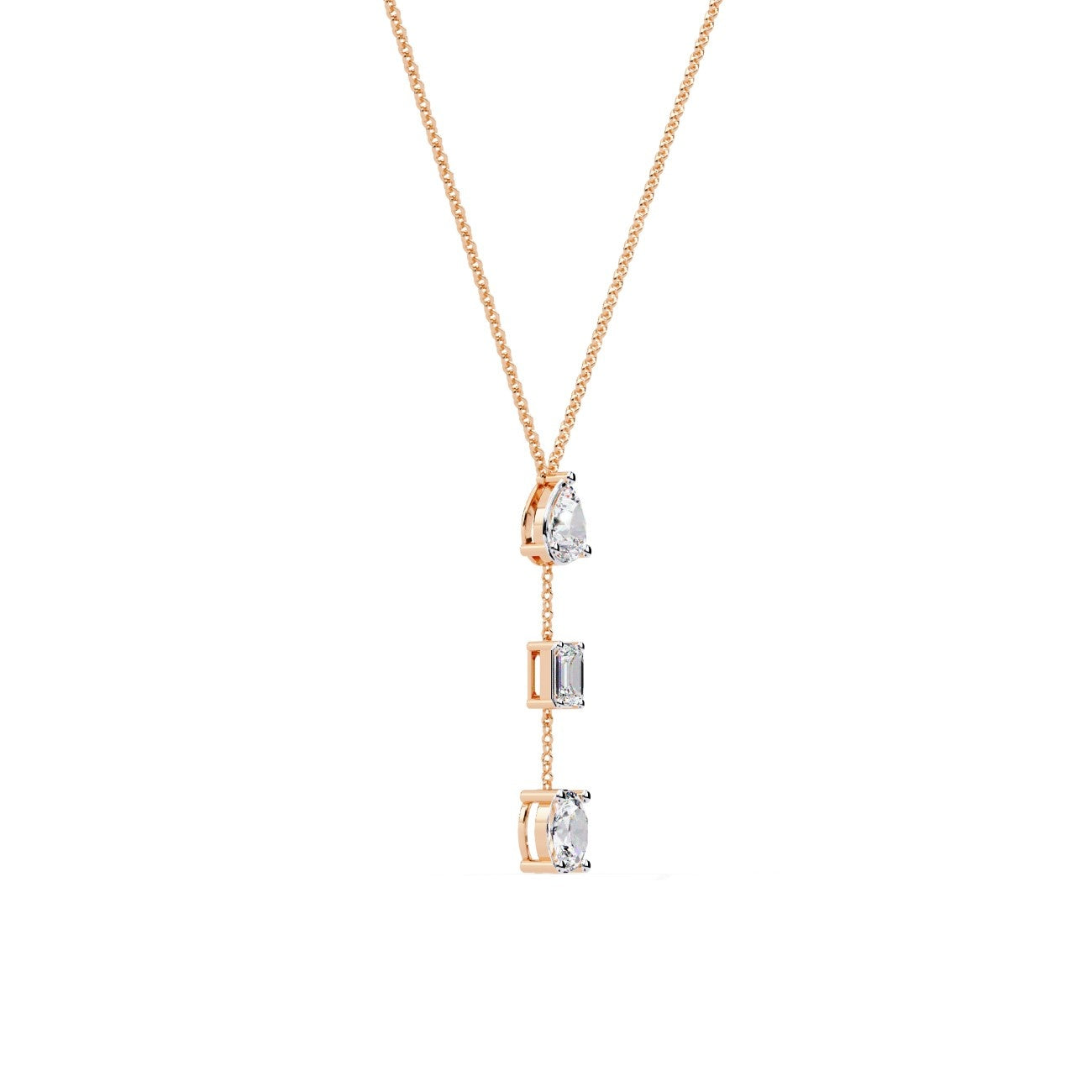 Tri Lab Grown Diamond Drop Necklace & Pendent