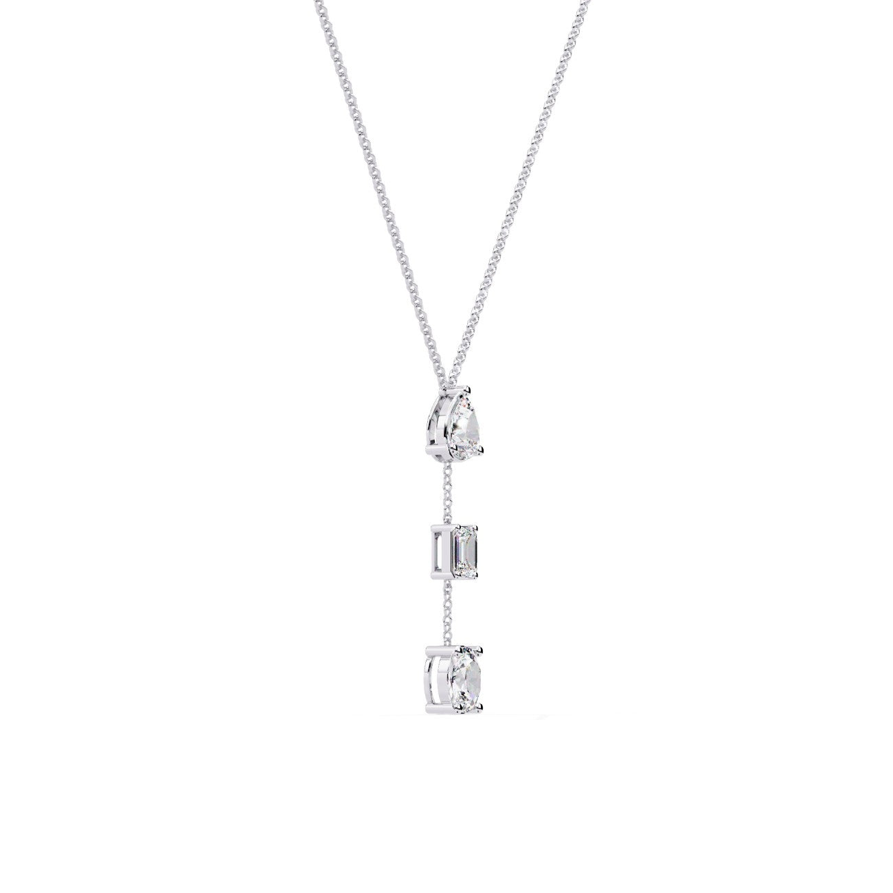 Tri Lab Grown Diamond Drop Necklace & Pendent