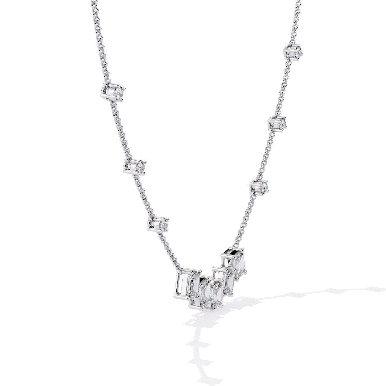 Classic Emerald and Round Diamond Necklace & Pendent
