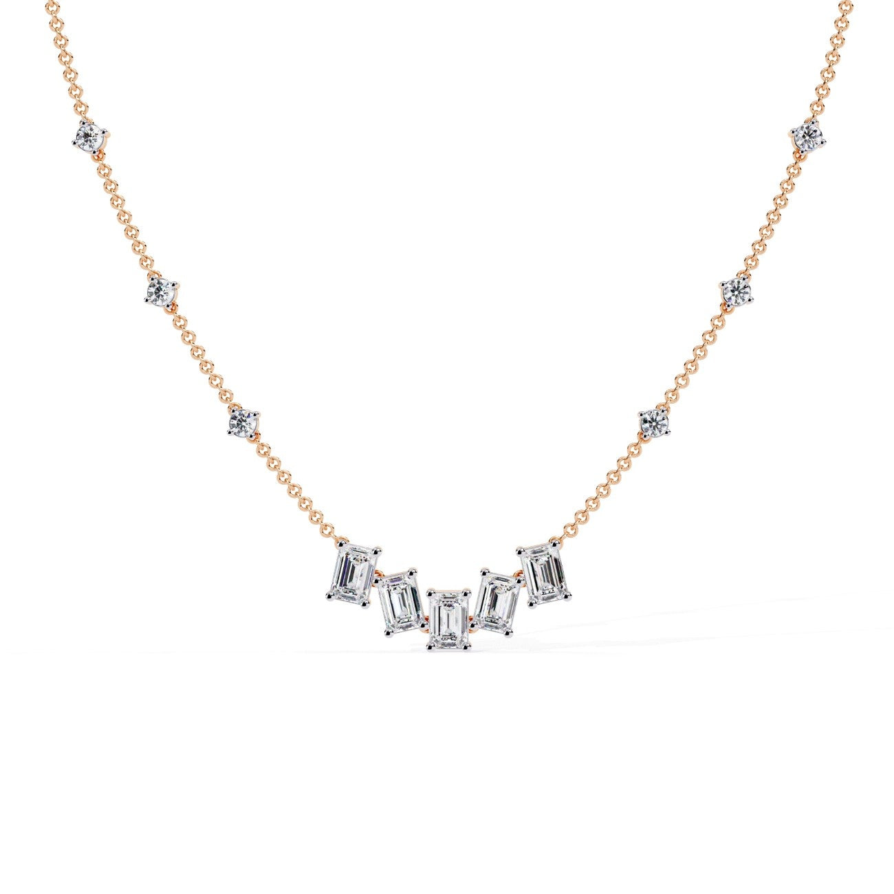 Classic Emerald and Round Diamond Necklace & Pendent