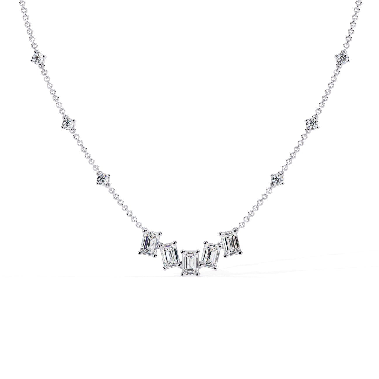 Classic Emerald and Round Diamond Necklace & Pendent