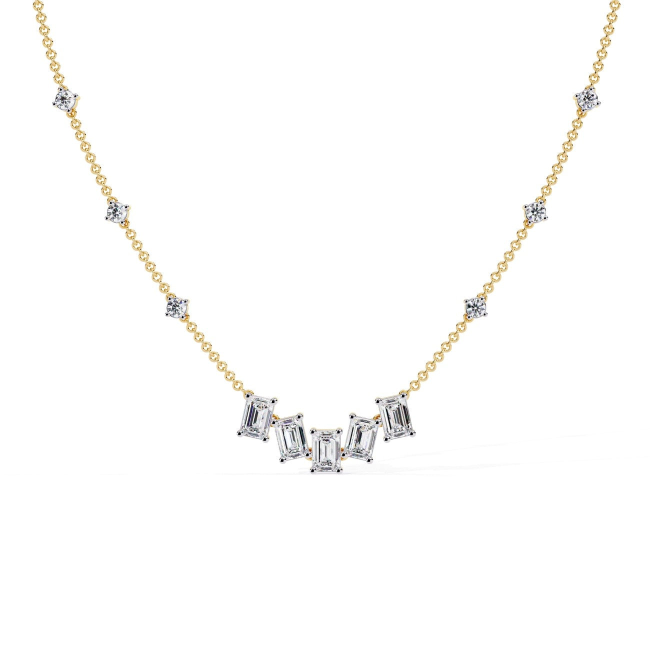 Classic Emerald and Round Diamond Necklace & Pendent