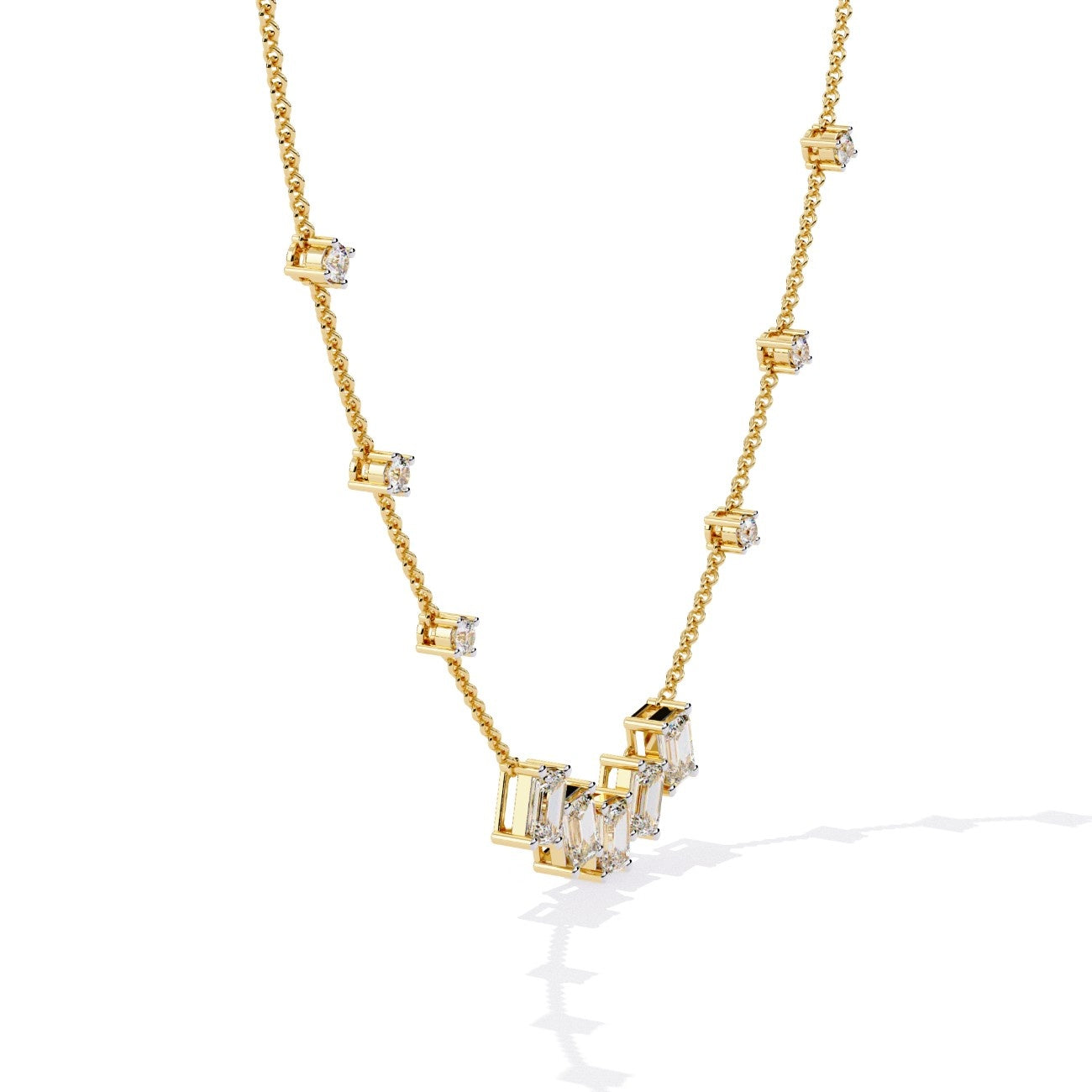 Classic Emerald and Round Diamond Necklace & Pendent