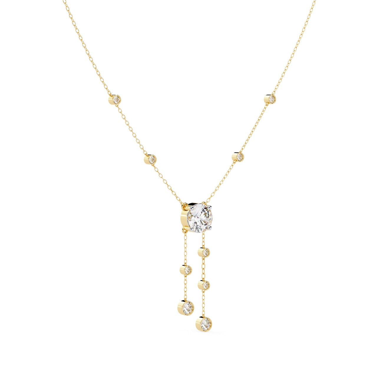 Elegant Round Solitaire necklace with small round Necklace