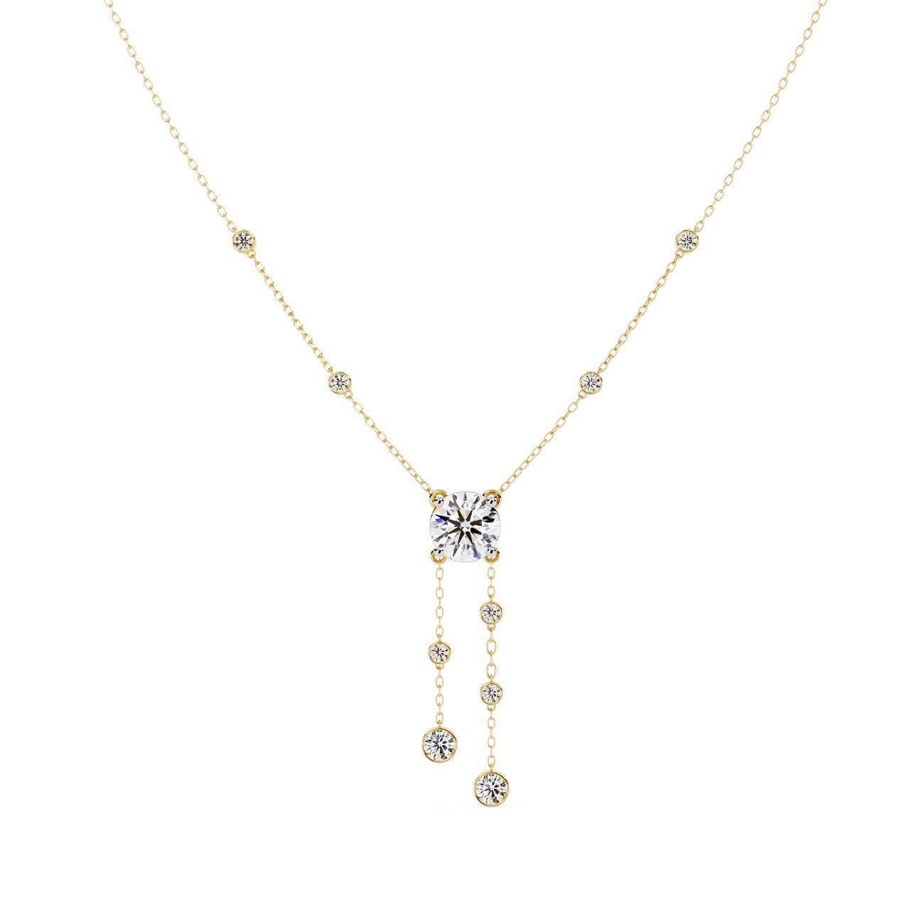 Elegant Round Solitaire necklace with small round Necklace