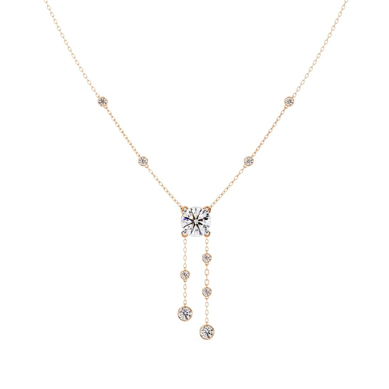 Elegant Round Solitaire necklace with small round Necklace