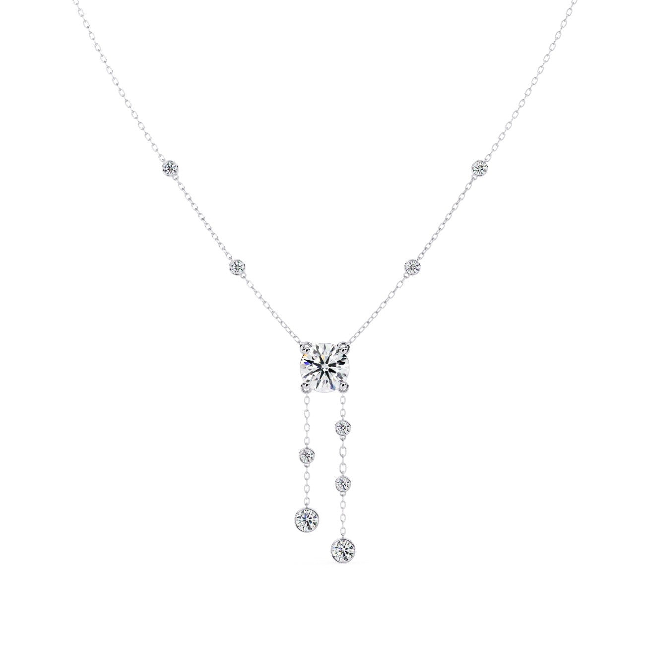 Elegant Round Solitaire necklace with small round Necklace
