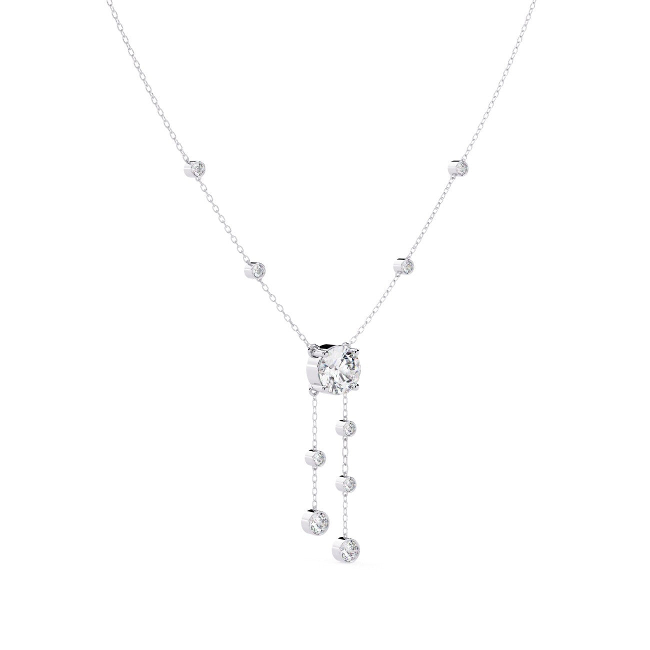 Elegant Round Solitaire necklace with small round Necklace
