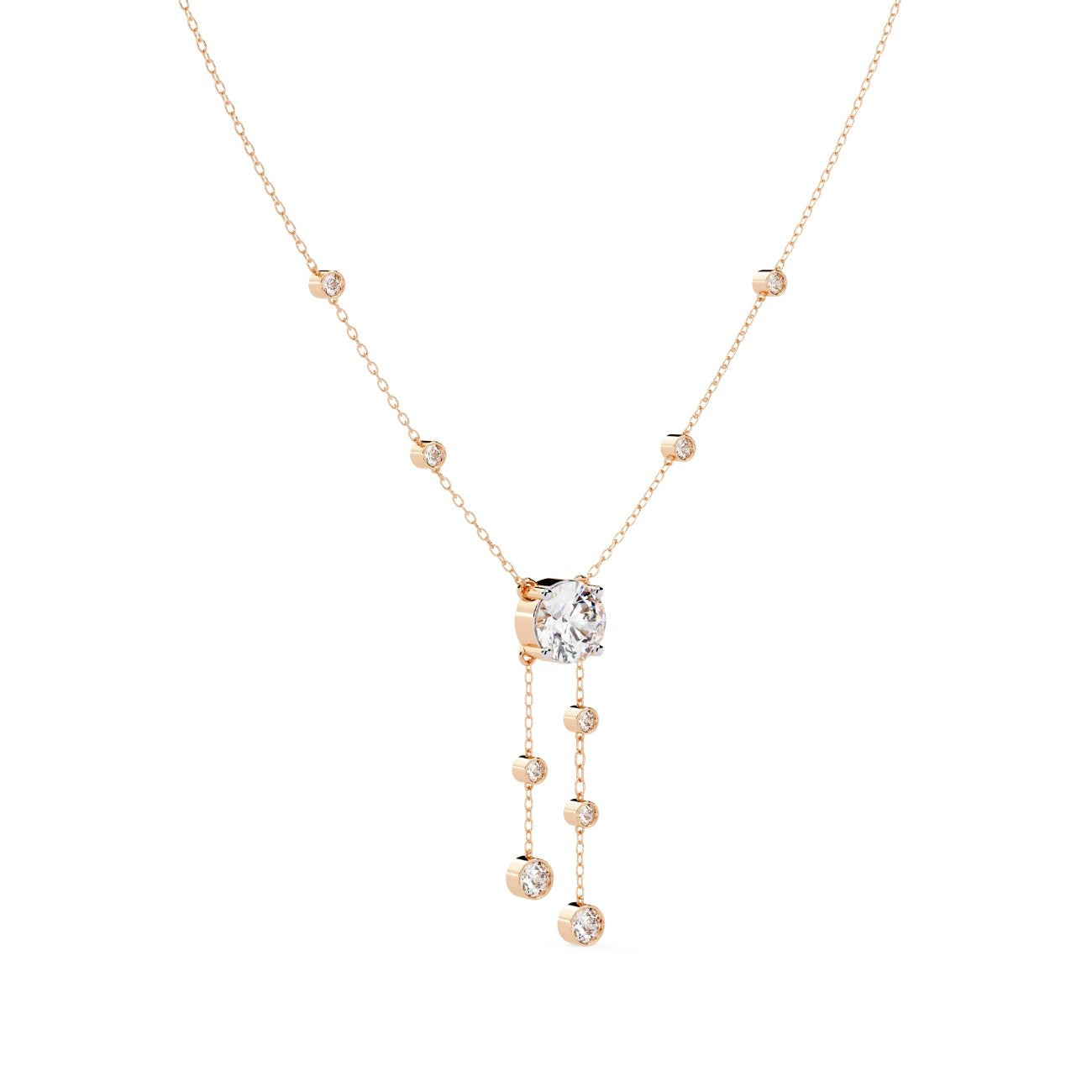 Elegant Round Solitaire necklace with small round Necklace