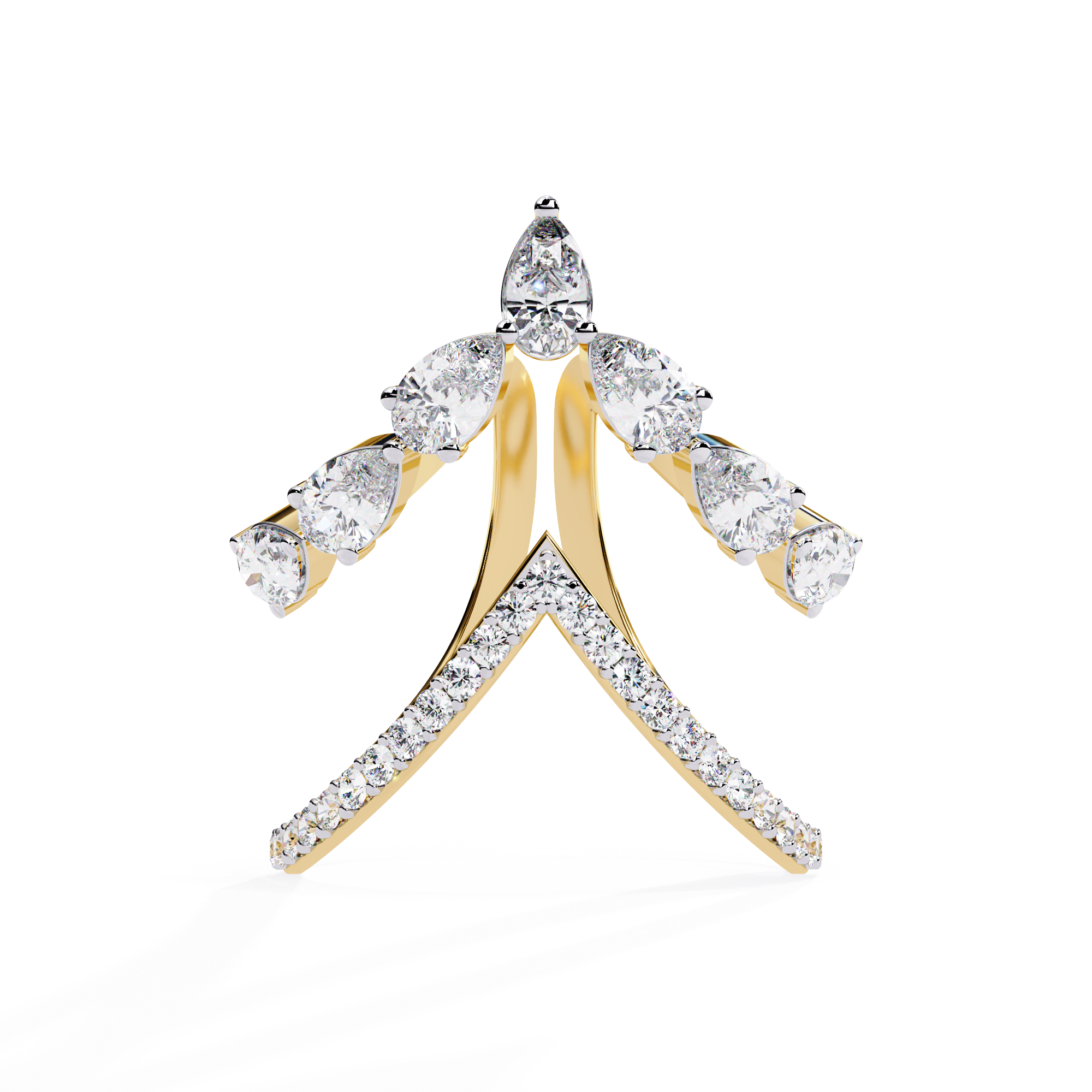 Atyanta | Two Row Bursting Lab Diamond Chevron Ring