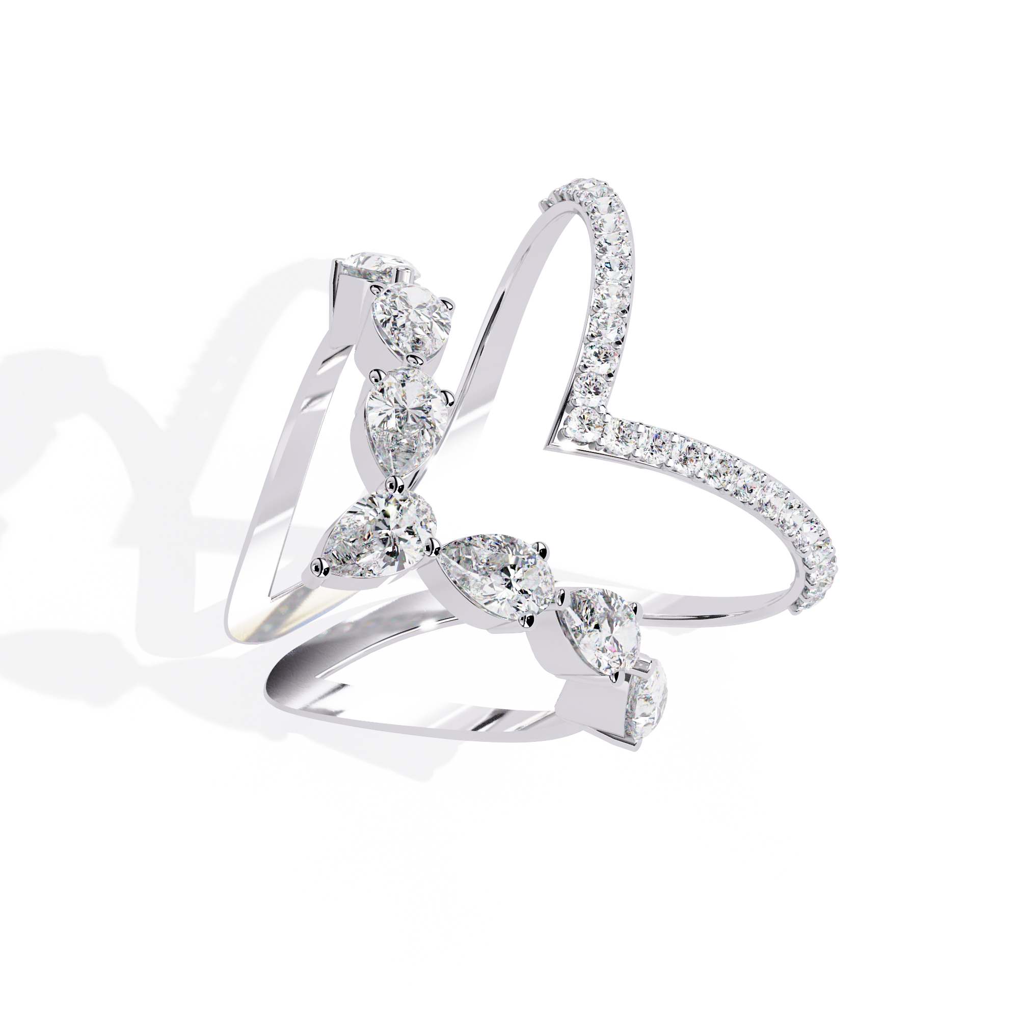 Atyanta | Two Row Bursting Lab Diamond Chevron Ring