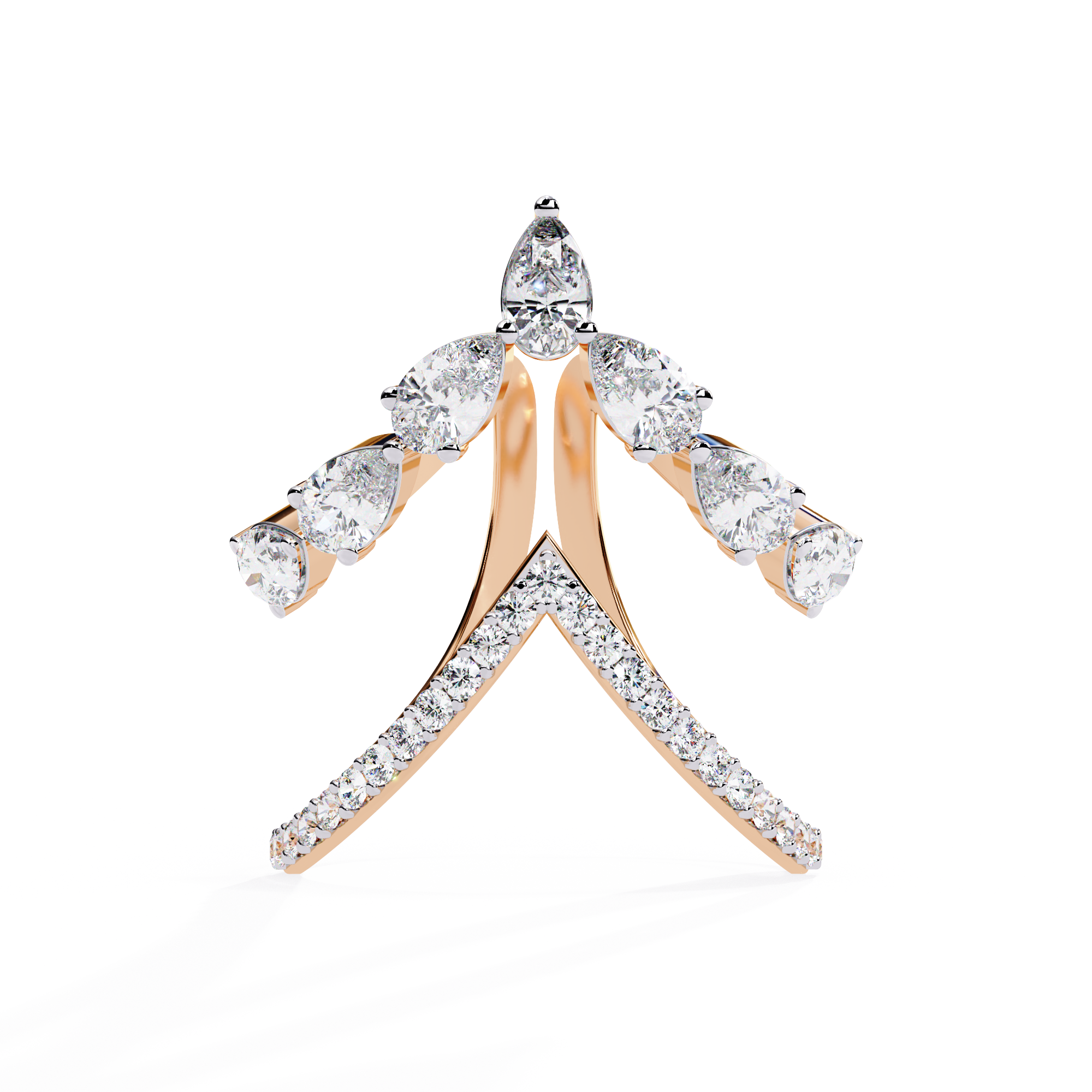 Atyanta | Two Row Bursting Lab Diamond Chevron Ring