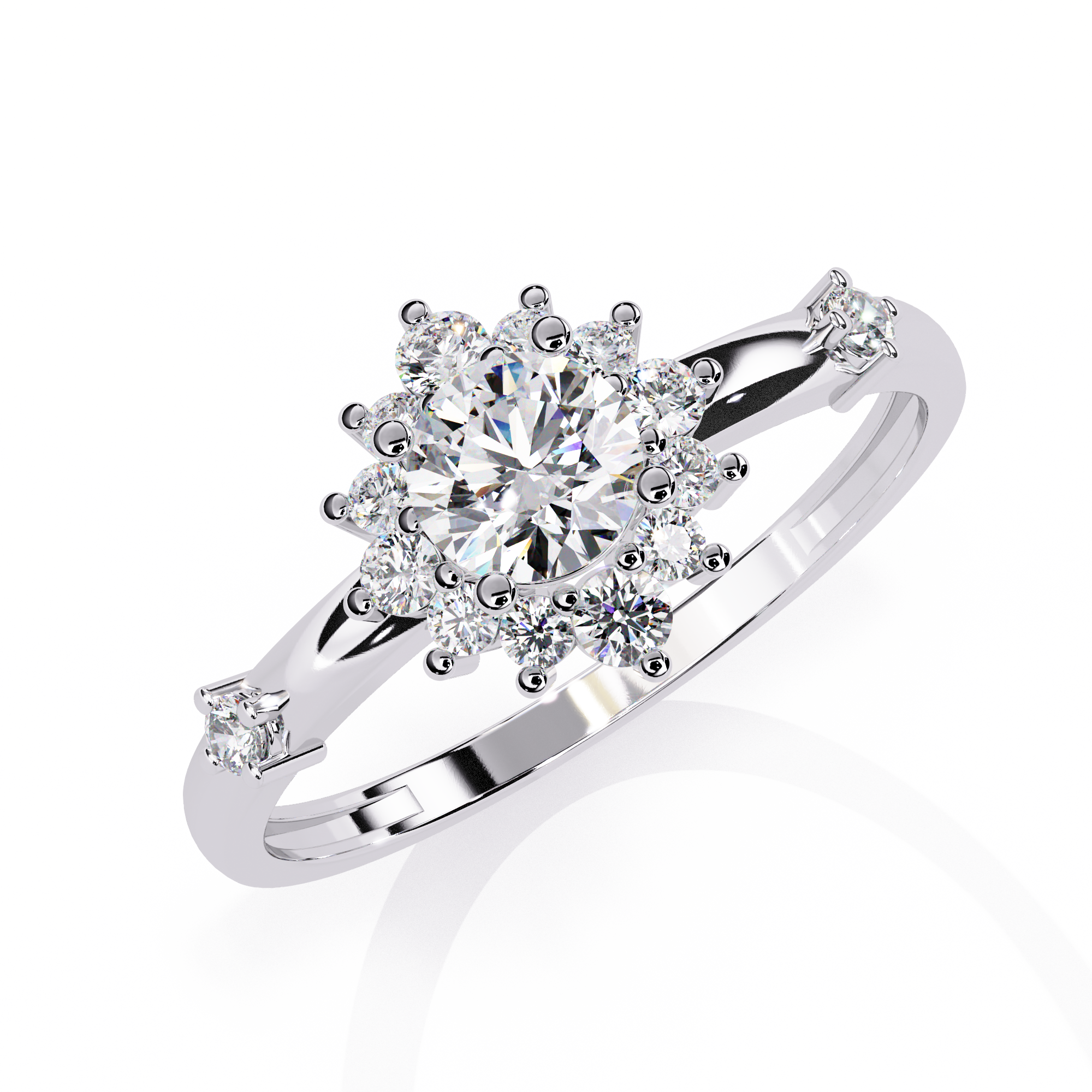 Atyanta | Round Diamond with Side diamond ring