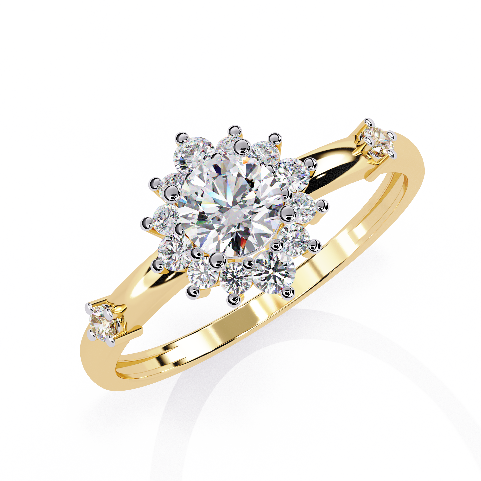 Atyanta | Round Diamond with Side diamond ring