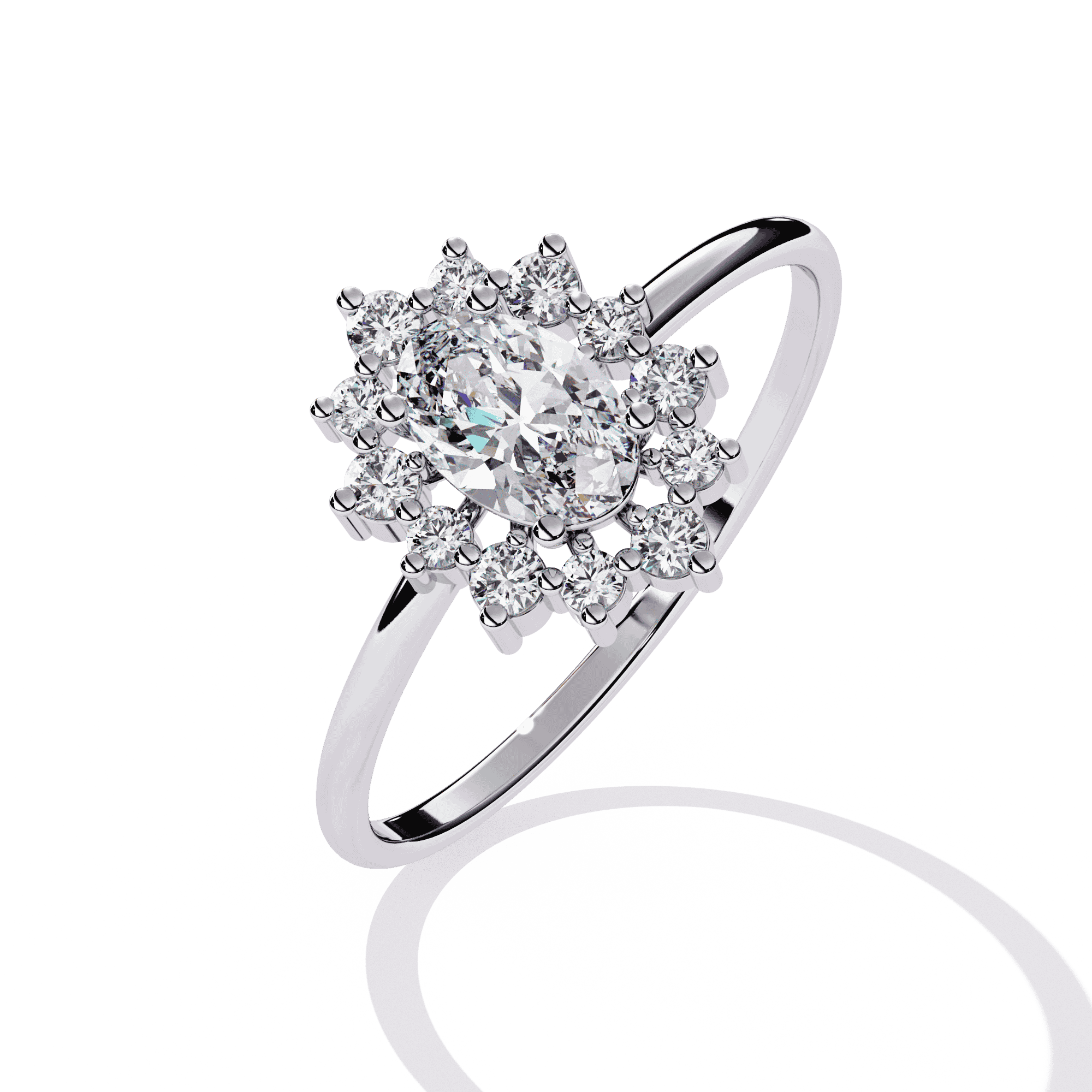 Oval Ring With Side Diamond Daily Wear Ring