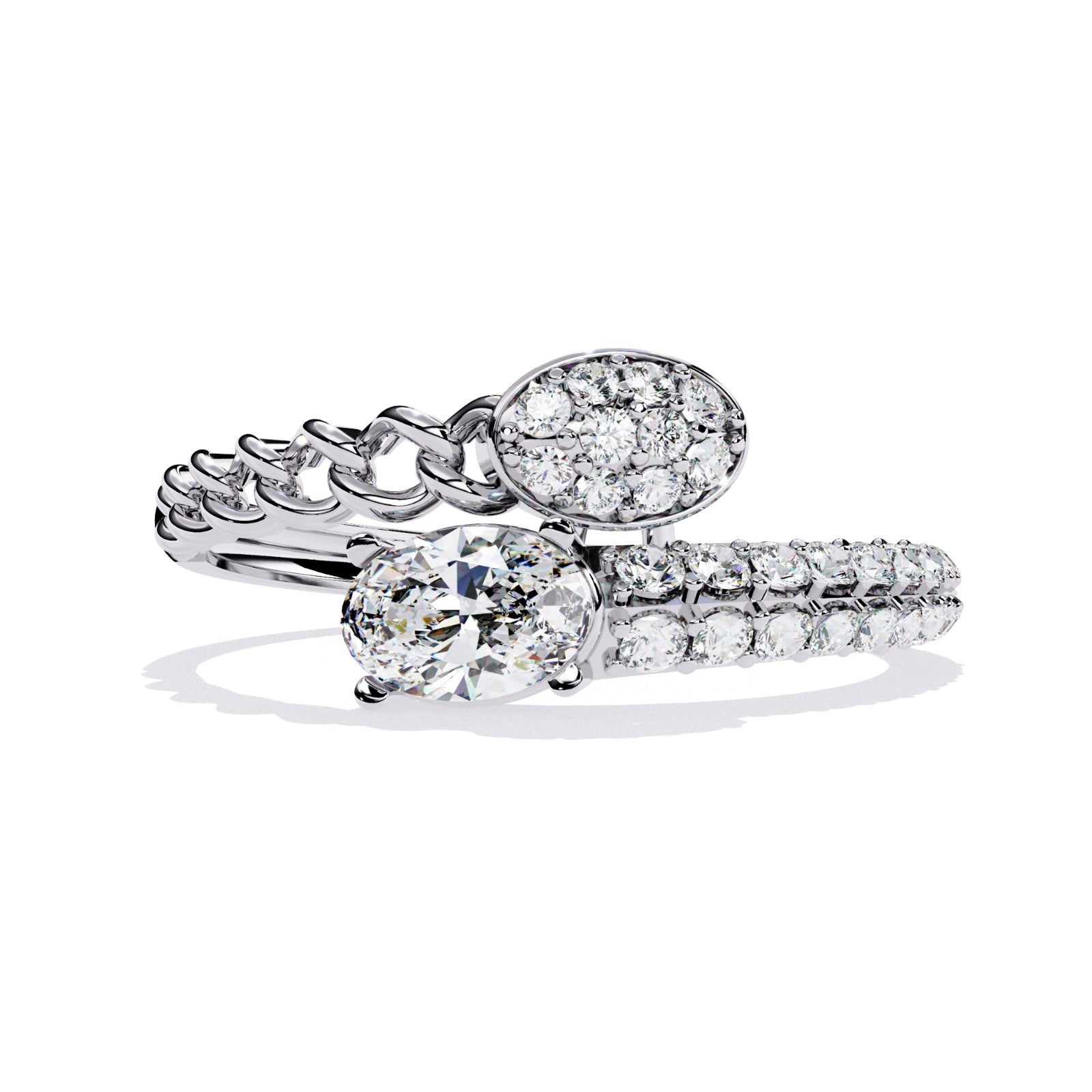 Oval Shape and Round shape Diamond Statement Ring