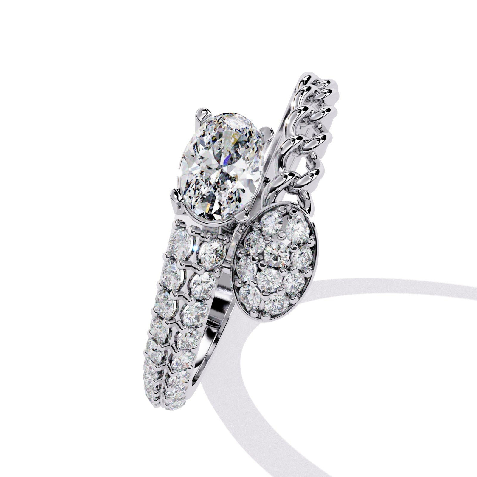 Oval Shape and Round shape Diamond Statement Ring