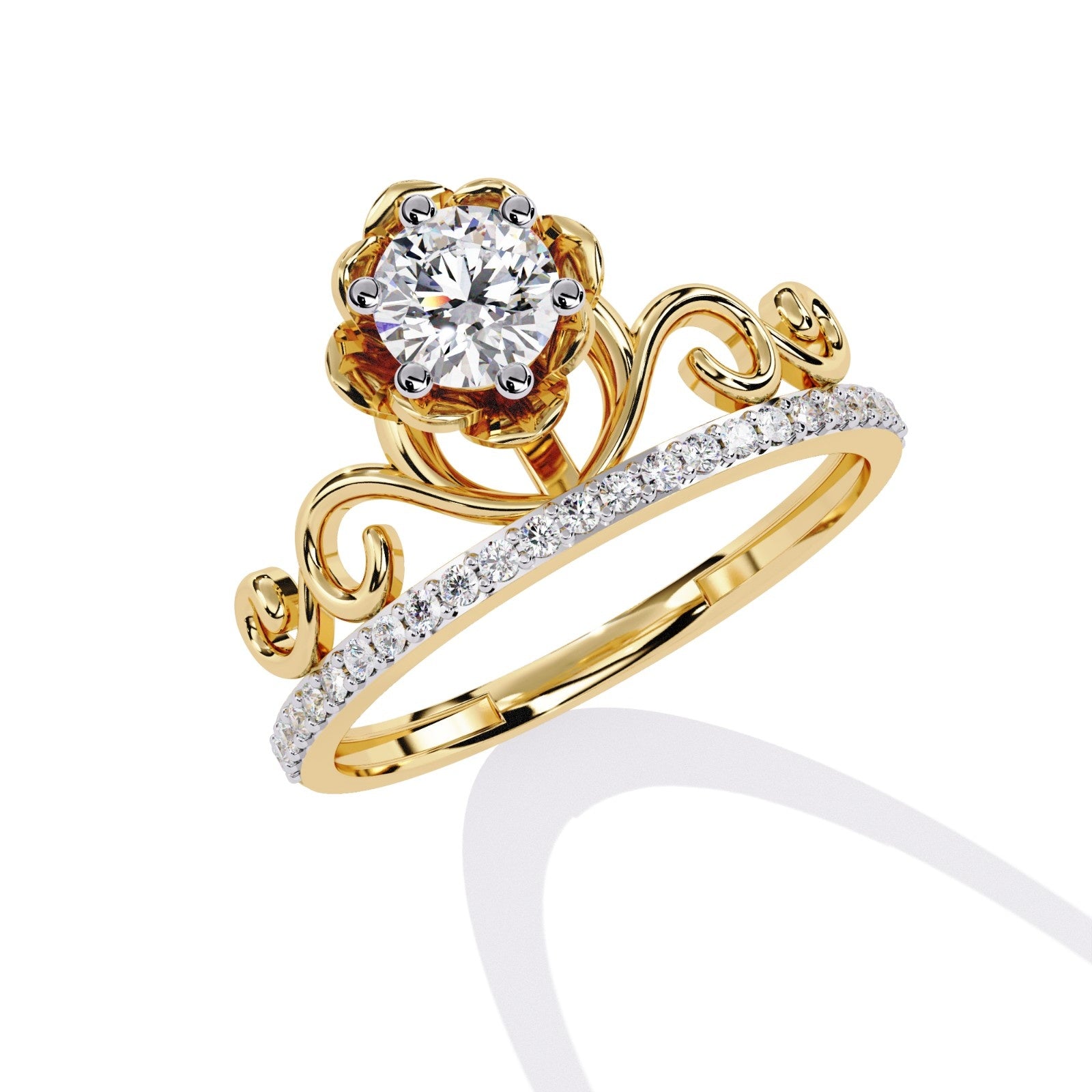 Round Diamond Royal Crown Ring| ATYANTA JEWELS