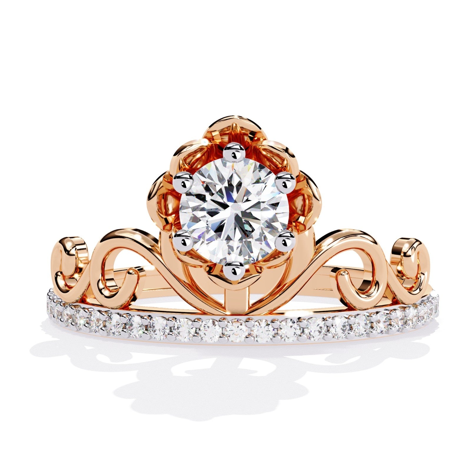 Round Diamond Royal Crown Ring| ATYANTA JEWELS