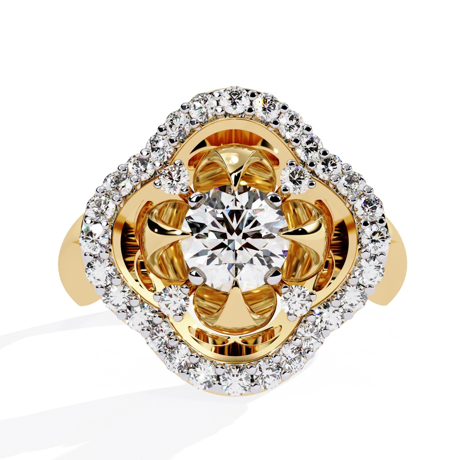Flower Round Lab Grown Diamond Ring | ATYANTA JEWELS