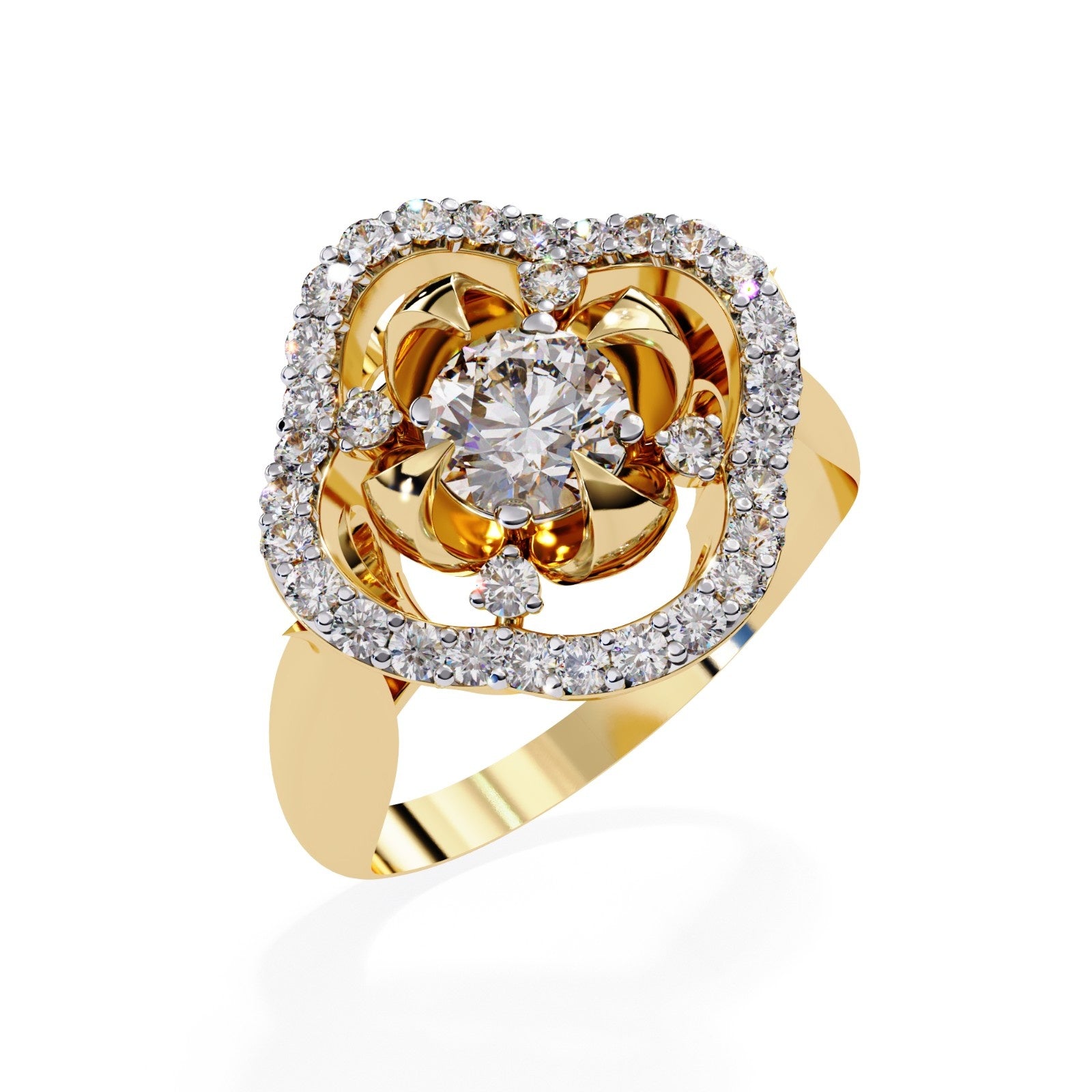 Flower Round Lab Grown Diamond Ring | ATYANTA JEWELS
