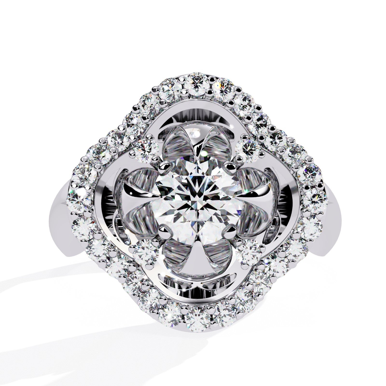 Flower Round Lab Grown Diamond Ring | ATYANTA JEWELS
