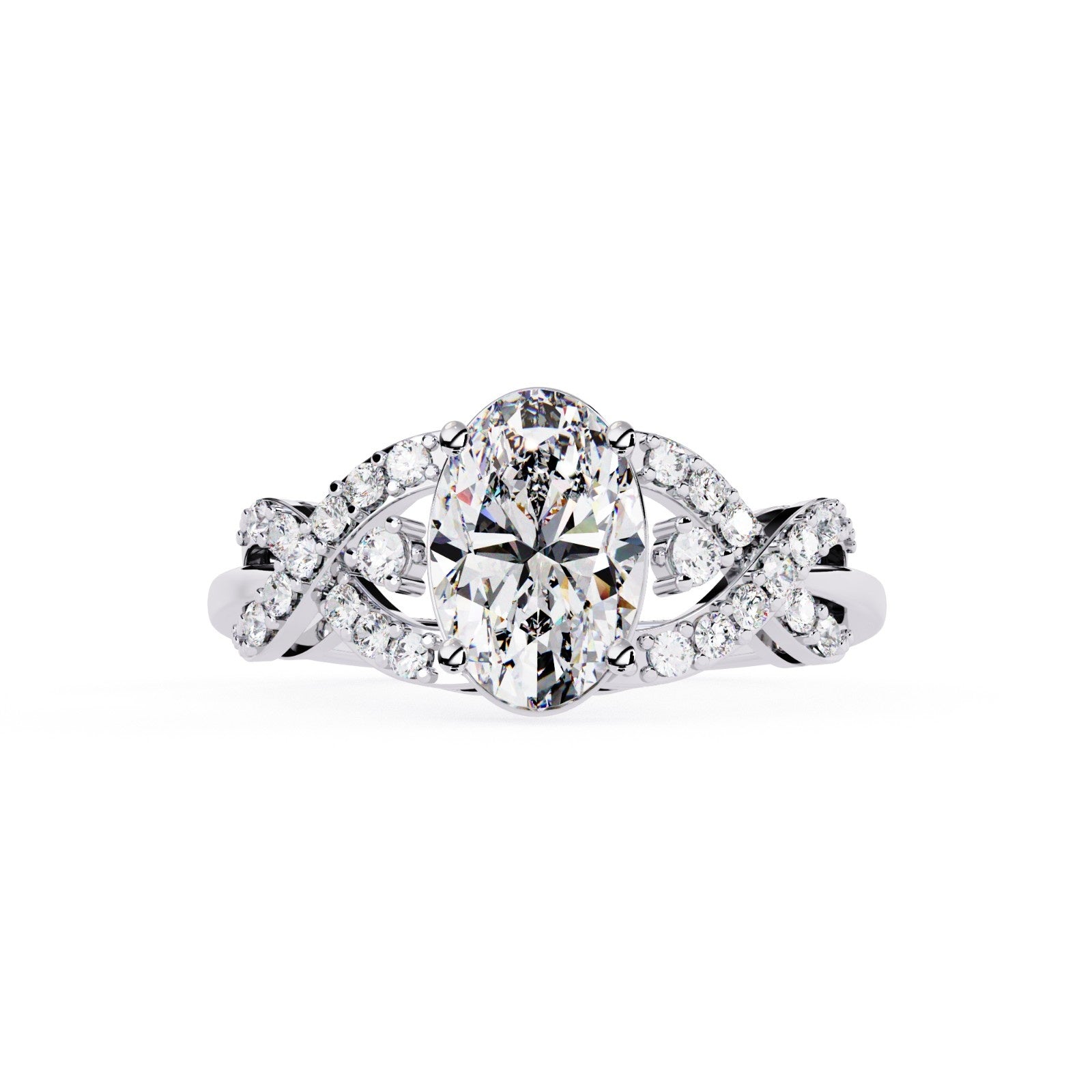 Oval shape Flyer Fit Split Shank Lab Diamond Solitaire Ring | ATYANTA JEWELS
