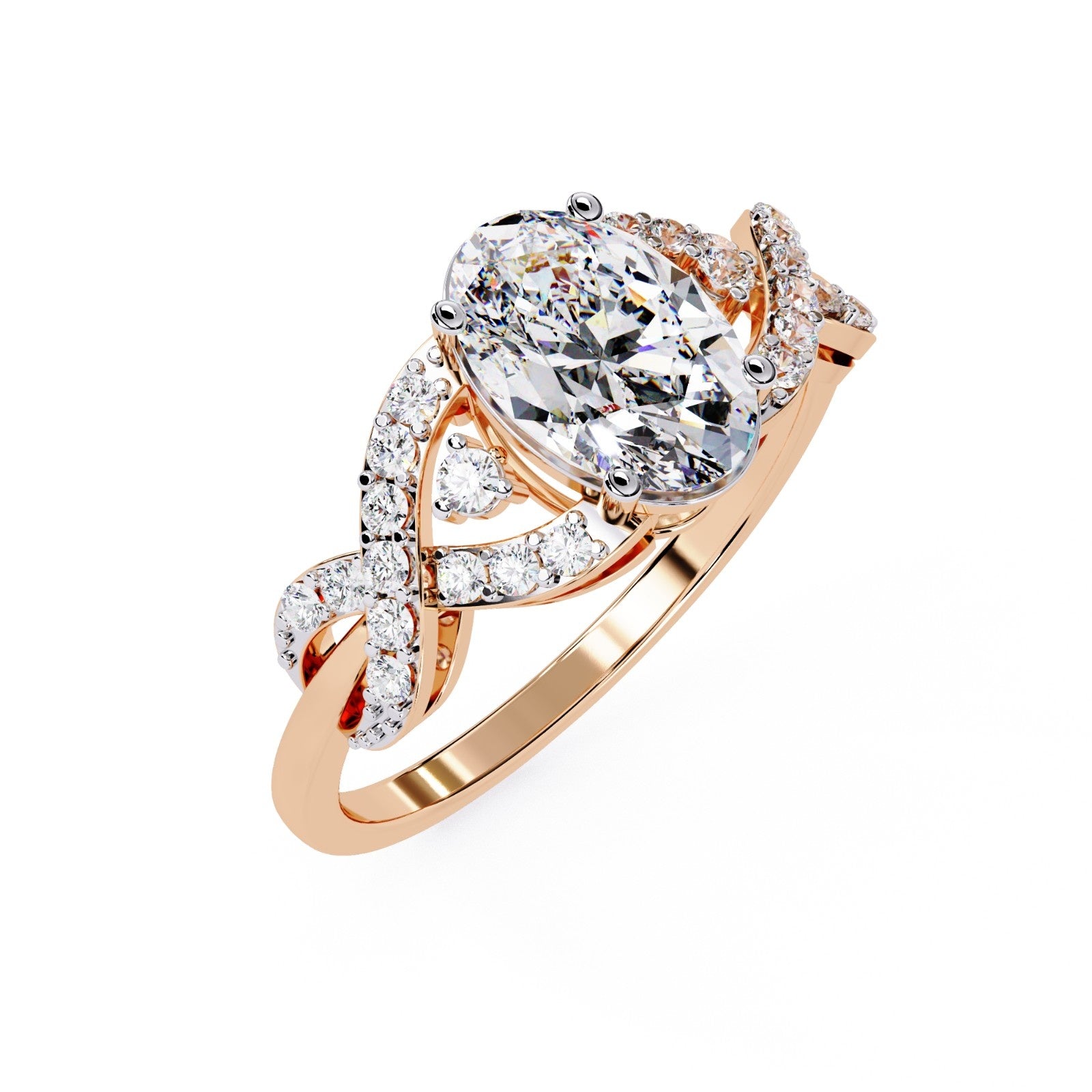 Oval shape Flyer Fit Split Shank Lab Diamond Solitaire Ring | ATYANTA JEWELS