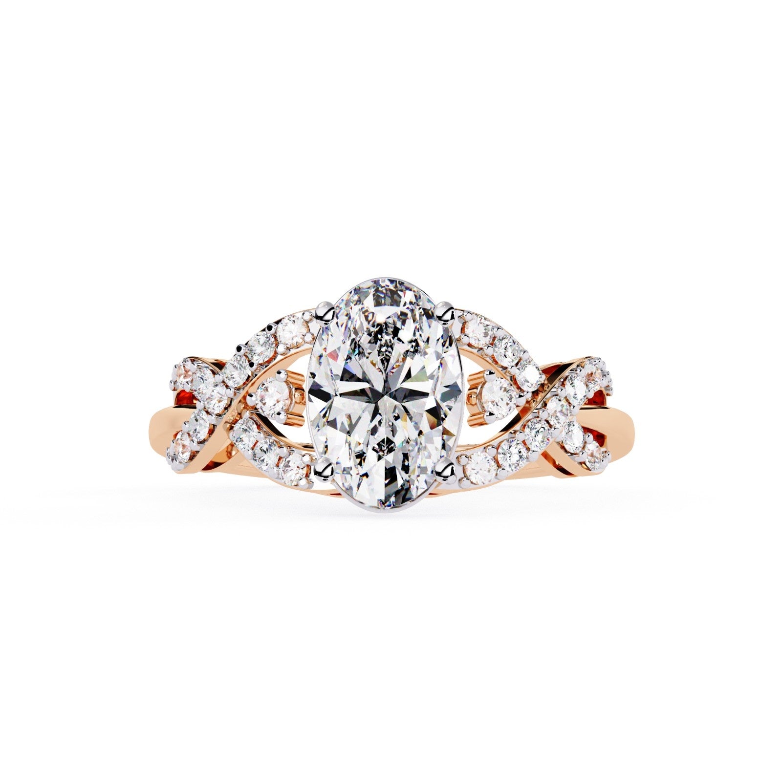 Oval shape Flyer Fit Split Shank Lab Diamond Solitaire Ring | ATYANTA JEWELS