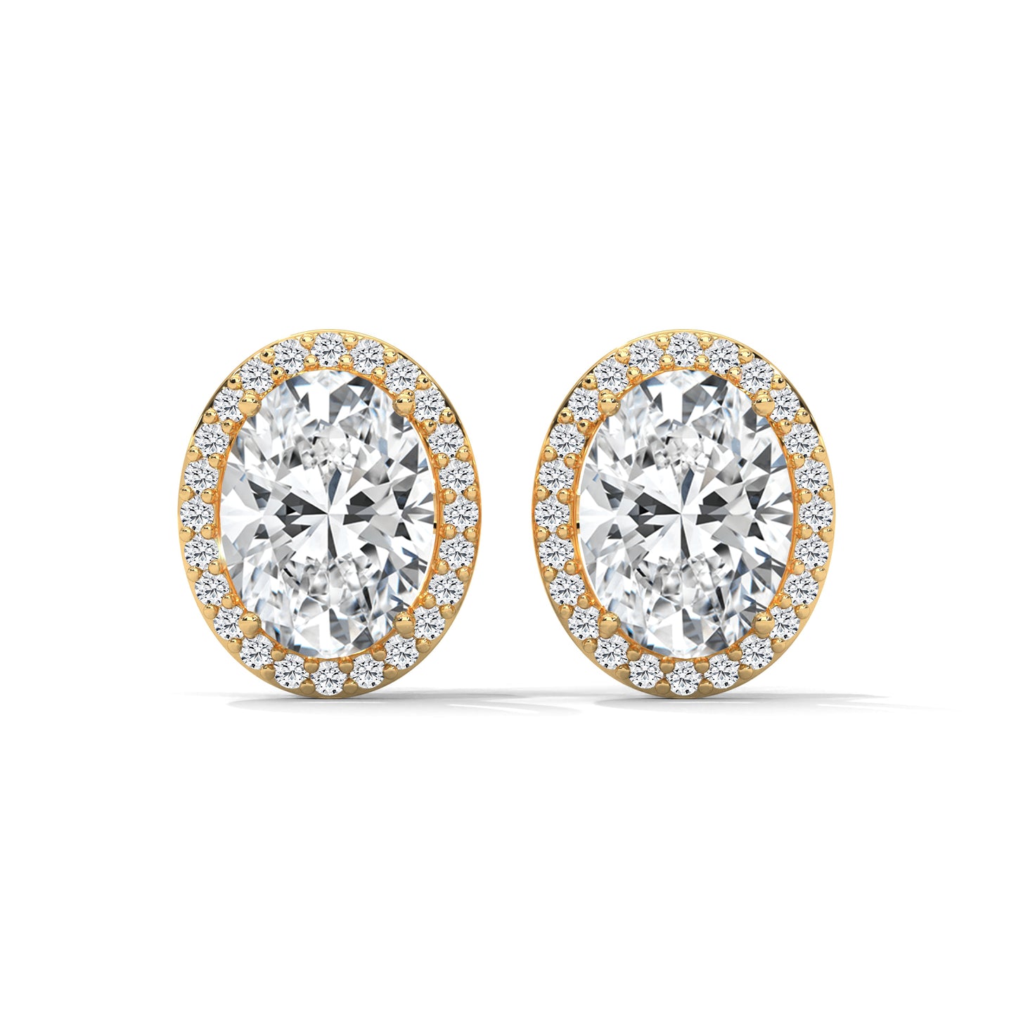 OVAL HALO STUDS EARRINGS