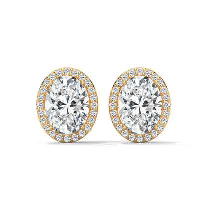 OVAL HALO STUDS EARRINGS