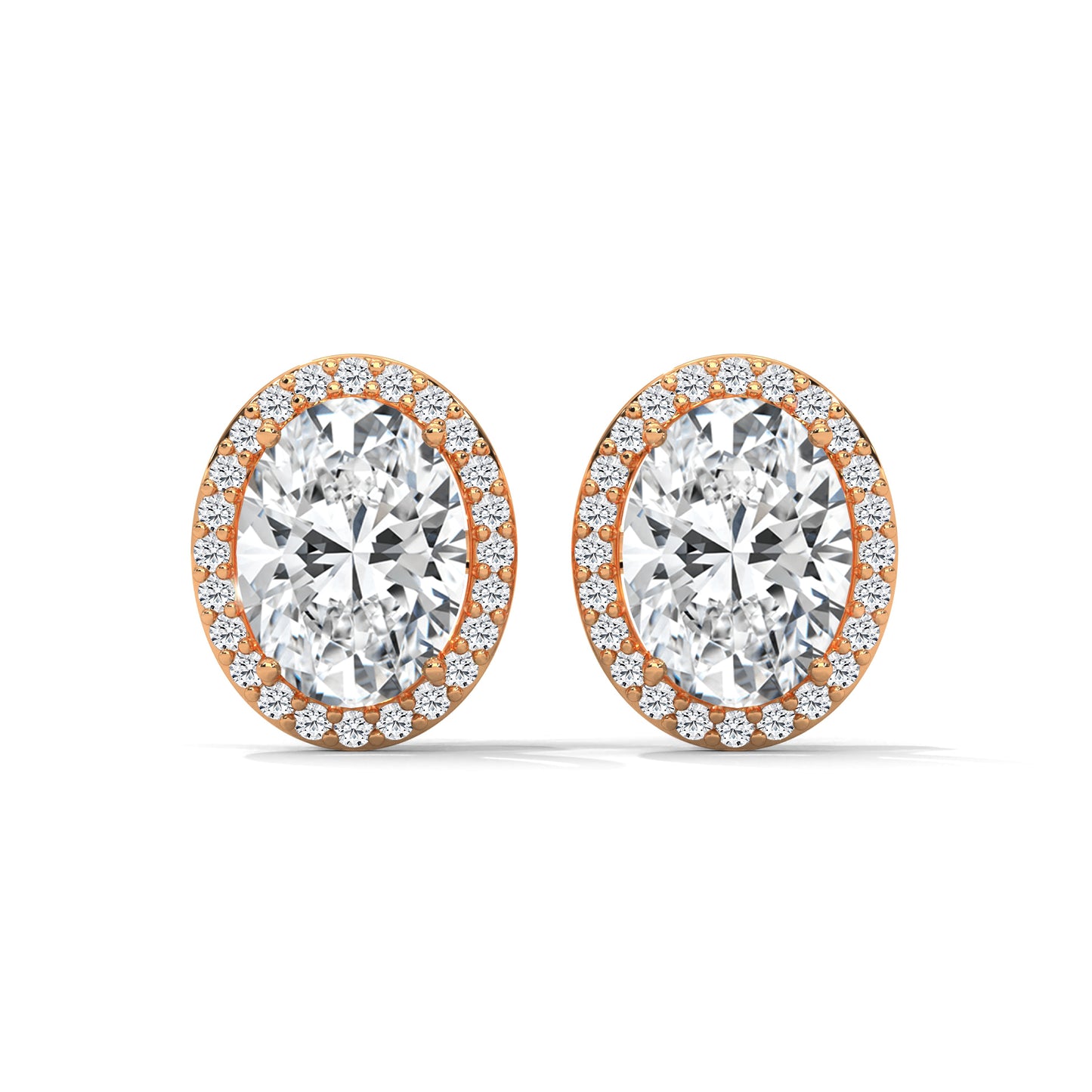 OVAL HALO STUDS EARRINGS