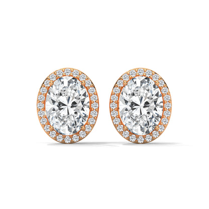 OVAL HALO STUDS EARRINGS