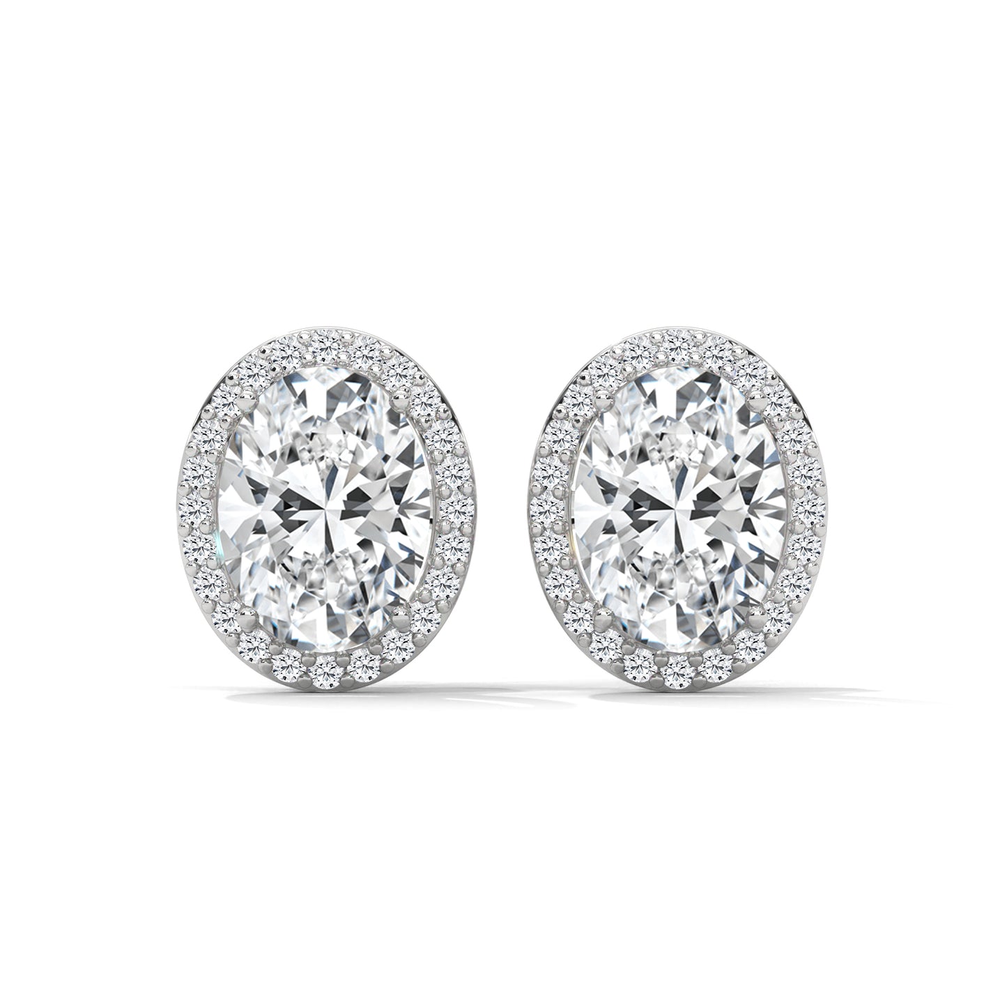 OVAL HALO STUDS EARRINGS