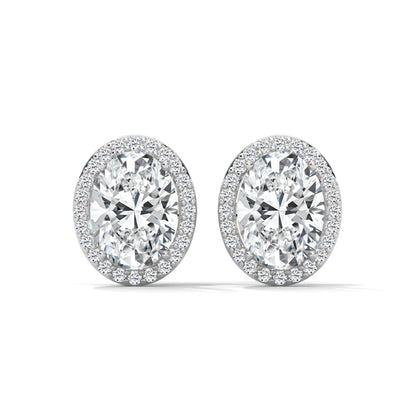 OVAL HALO STUDS EARRINGS