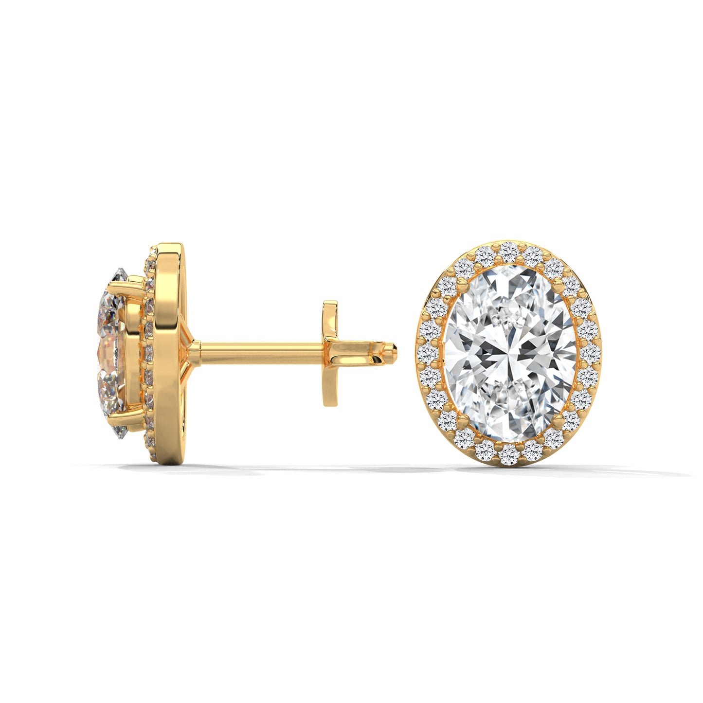 OVAL HALO STUDS EARRINGS