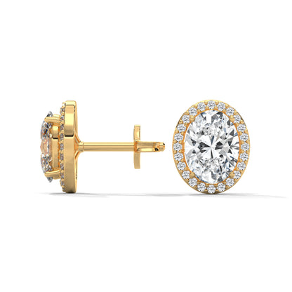 OVAL HALO STUDS EARRINGS