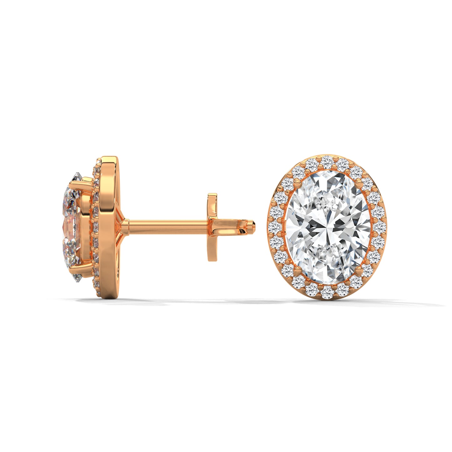 OVAL HALO STUDS EARRINGS