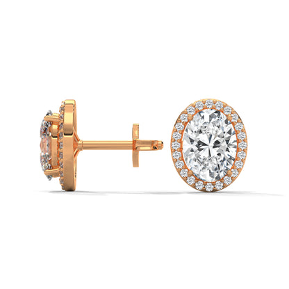 OVAL HALO STUDS EARRINGS