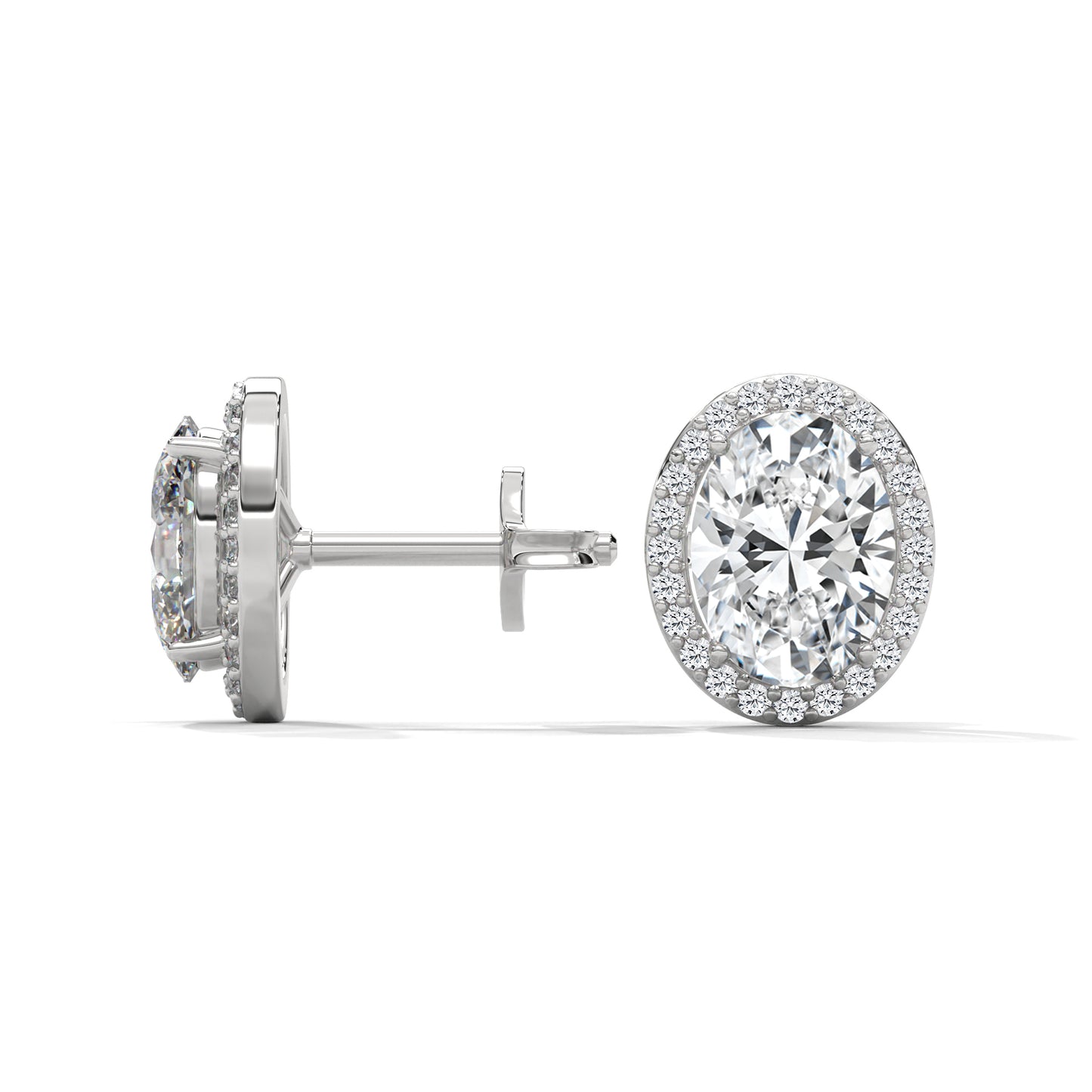 OVAL HALO STUDS EARRINGS