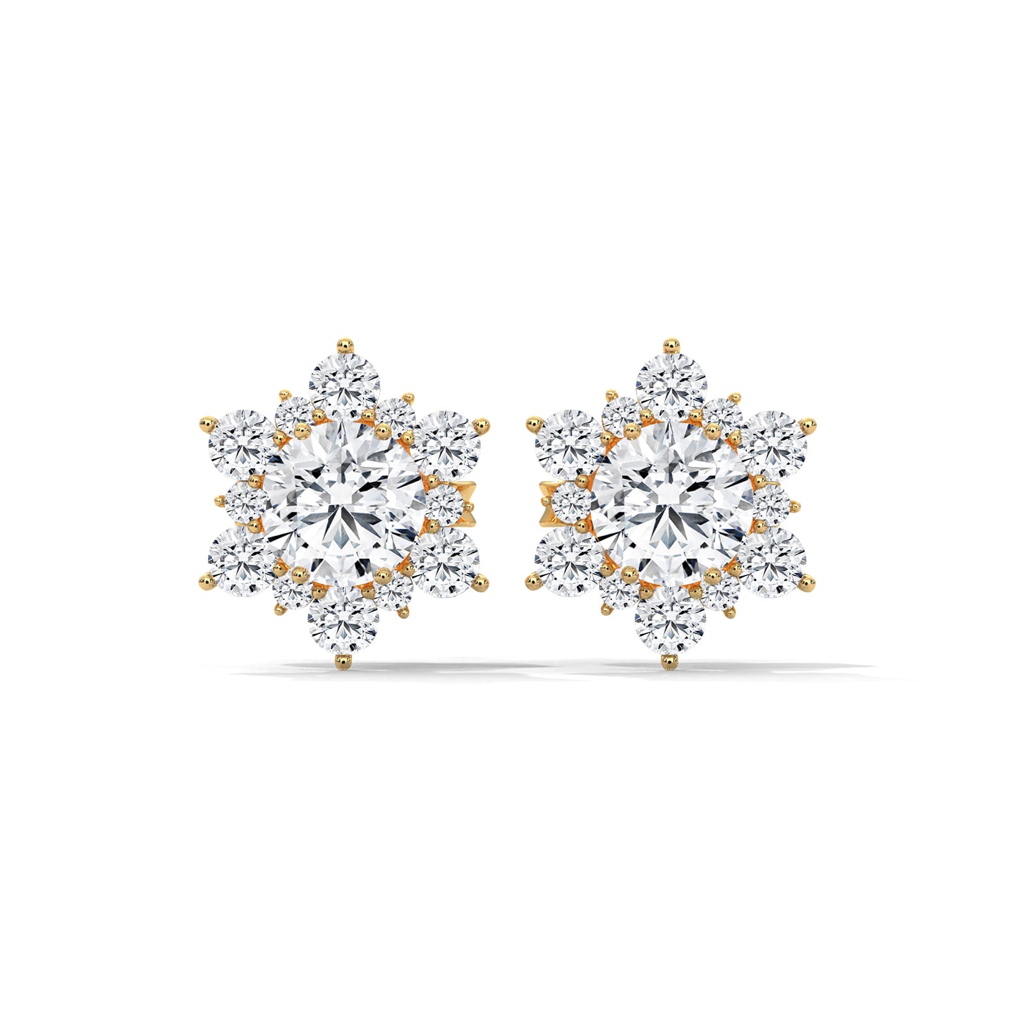 ROUND SHAPE FLOWER STUDS STUDS EARRINGS