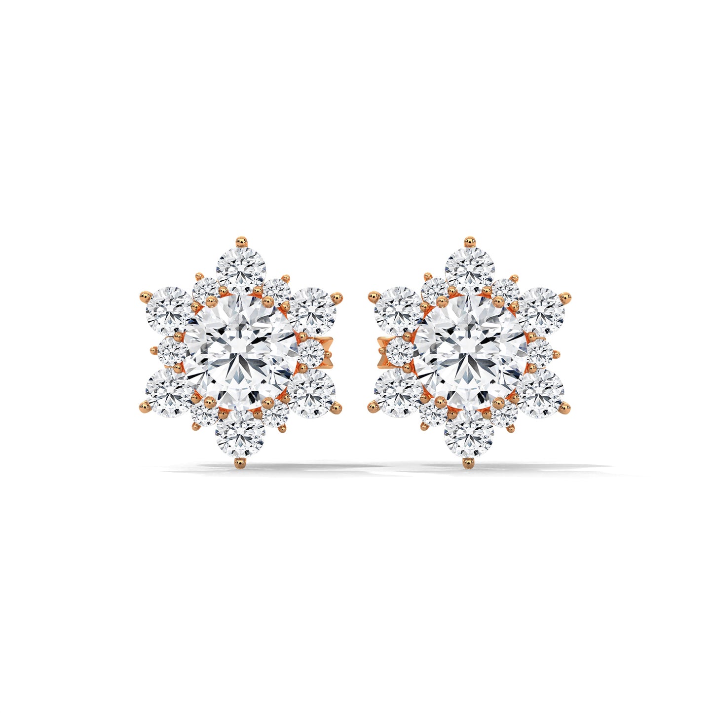 ROUND SHAPE FLOWER STUDS STUDS EARRINGS