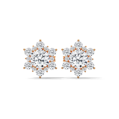 ROUND SHAPE FLOWER STUDS STUDS EARRINGS