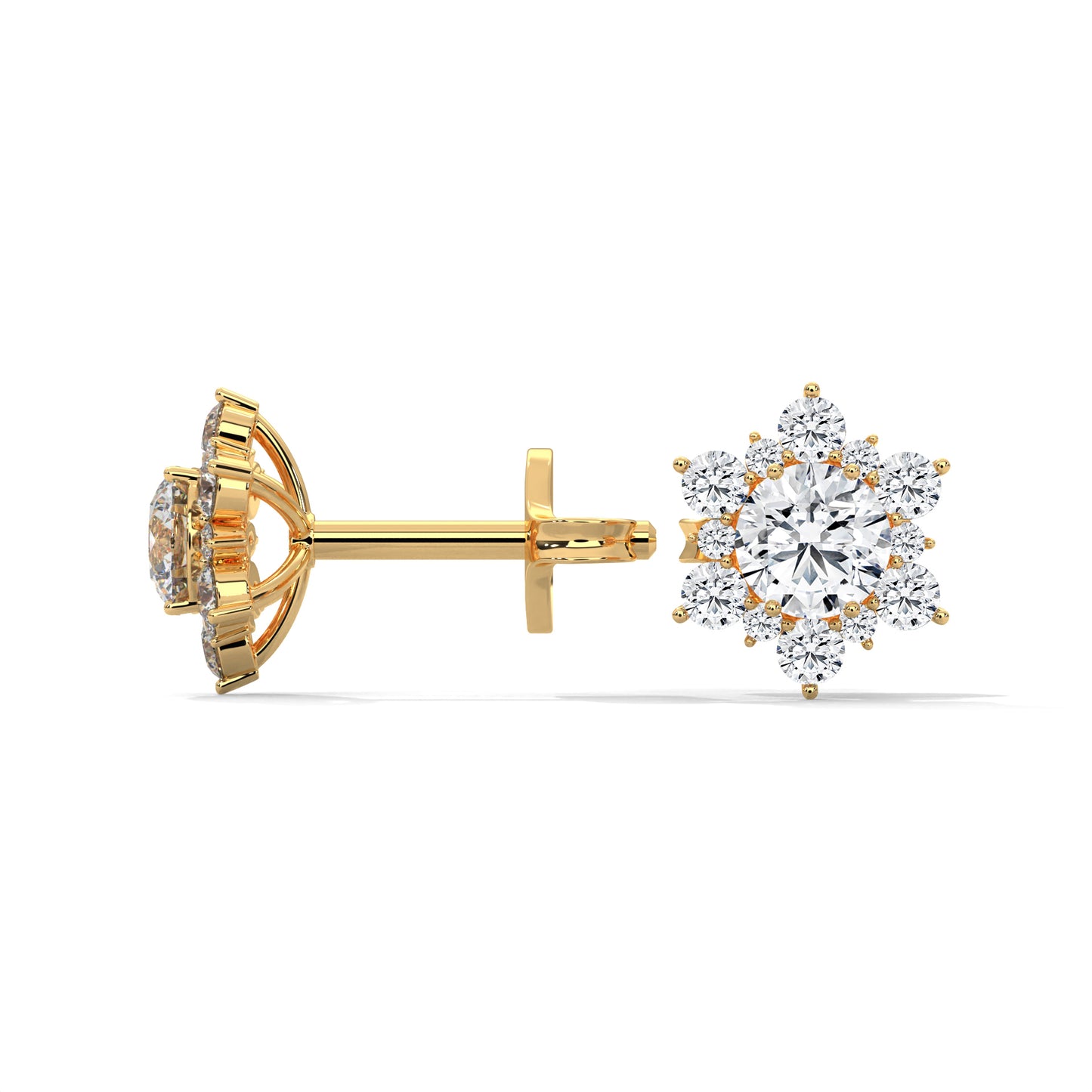 ROUND SHAPE FLOWER STUDS STUDS EARRINGS