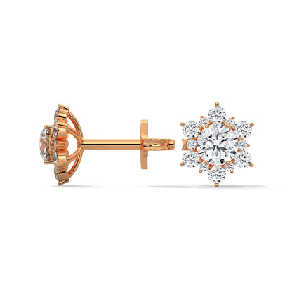ROUND SHAPE FLOWER STUDS STUDS EARRINGS