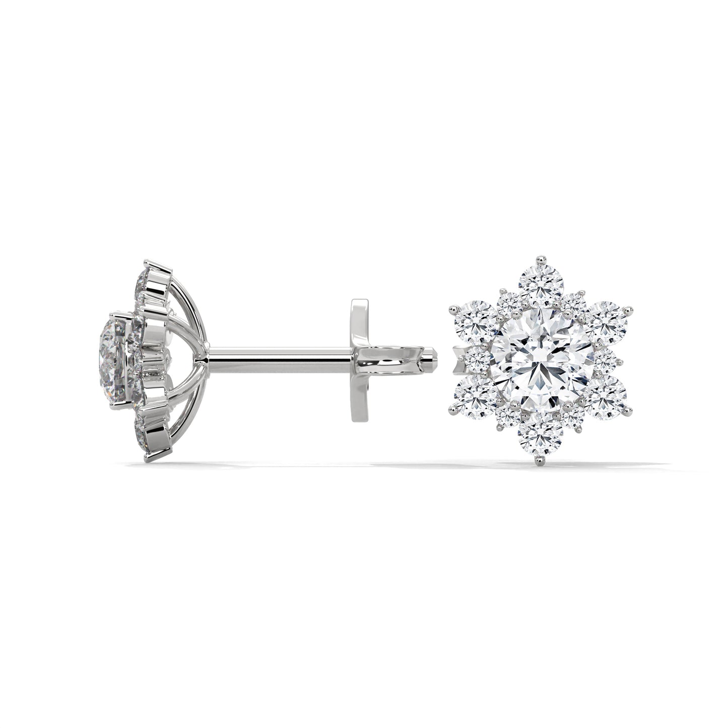 ROUND SHAPE FLOWER STUDS STUDS EARRINGS