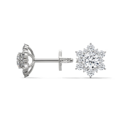 ROUND SHAPE FLOWER STUDS STUDS EARRINGS